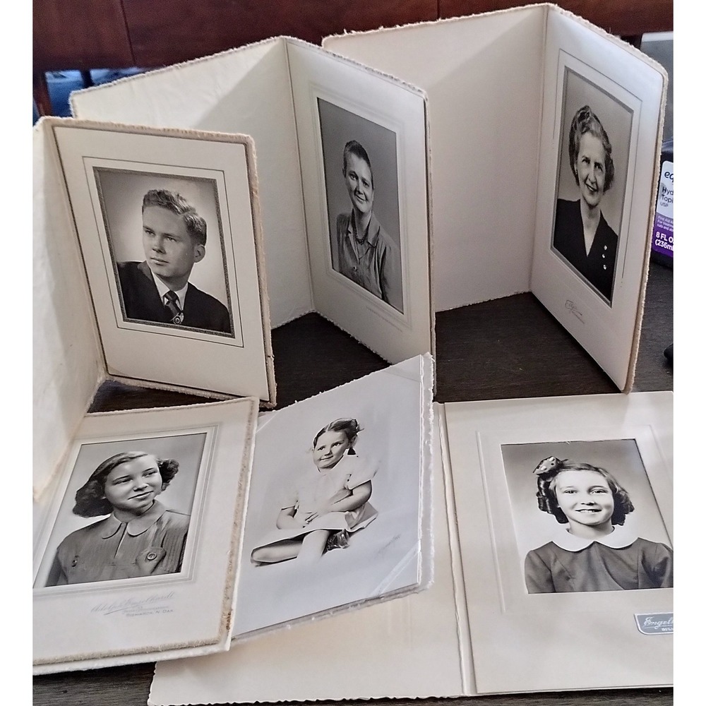 6 Vintage Black White Studio Portrait Photos Bismarck North Dakota Engelhardt
